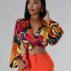 Floral Bandage Cropped Shirt